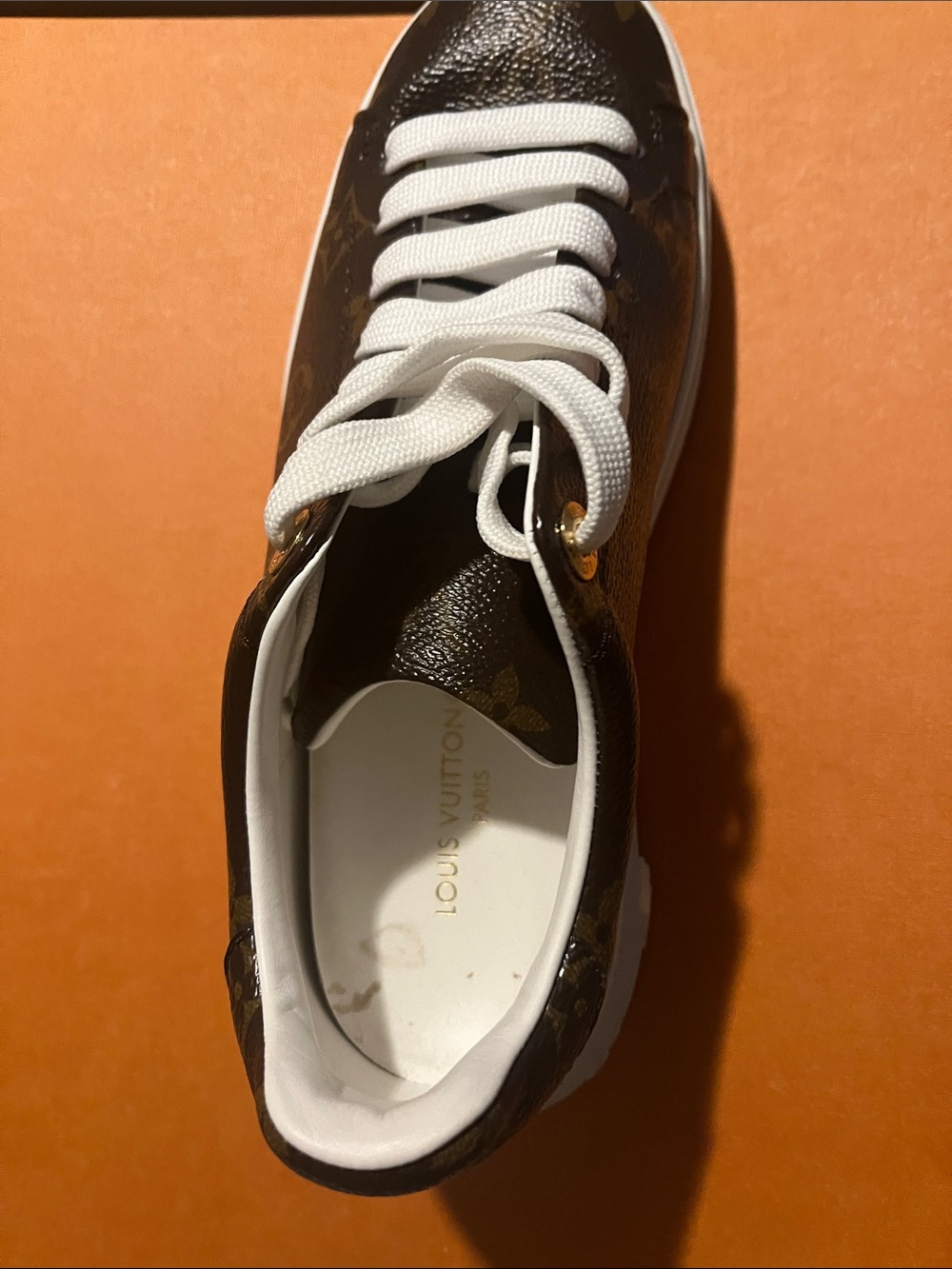 Louis Vuitton Brown Monogram Low-Top Sneaker with White Accents